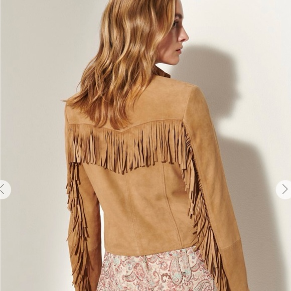 Overland Jackets & Blazers - Stylish Tan Suede Fringe Jacket
